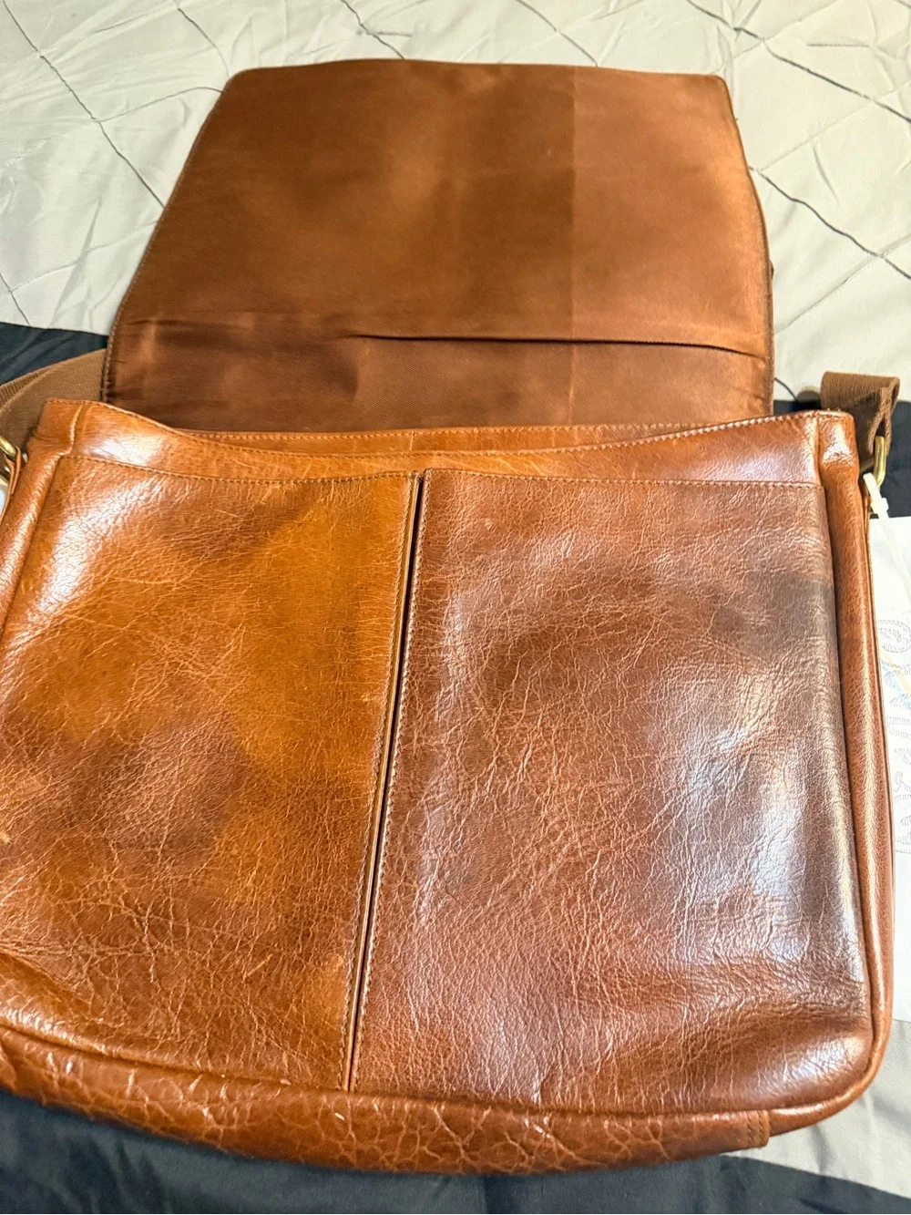 Mancini Leather Messenger Bag in Chestnut Brown - Classic